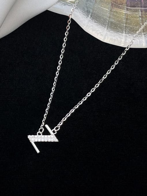 NS1000 [Silver Plated Platinum Z] 925 Sterling Silver Cubic Zirconia Letter Minimalist Necklace